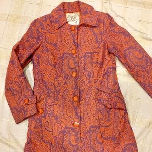 Milly Coral & Purple Paisley Peacoat
